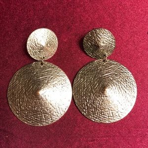 Large round drop earrings silver color